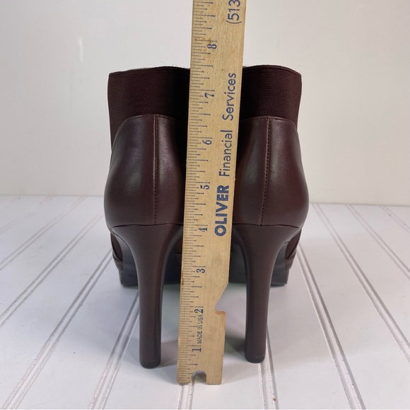 Via Spiga Tocarra brown leather platform ankle booties - Picture 6 of 14
